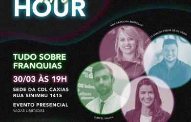 #MComDáVoz: Primeiro Happy Hour da CDL Jovem Caxias traz painéis sobre empreendedorismo e gestão de negócios em franquias